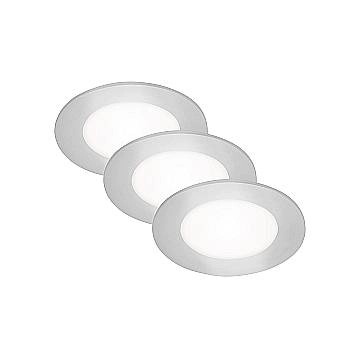 Set 3 Faretti Incasso Moderno Flat In Plastica Cromo Opaco Led 3W 4000K