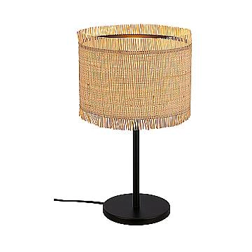 Lampada Da Scrivania Vintage Borra Paglia Naturale E Metallo Nero 1 Luce E27