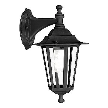 Applique Esterno Verso Basso Classica Laterna 4 Alluminio Nero 1 Luce E27