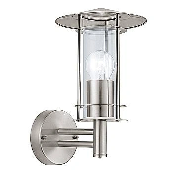 Applique Esterno Contemporanea Lisio Acciaio Argento 1 Luce E27 H30Cm