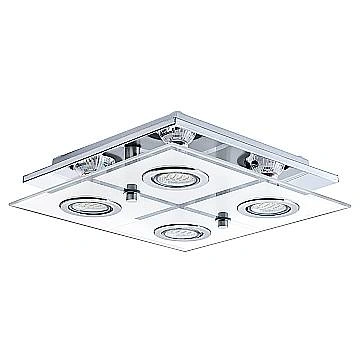 Plafoniera Moderna Cabo Acciaio Cromo 4 Luci Gu10 2,8W