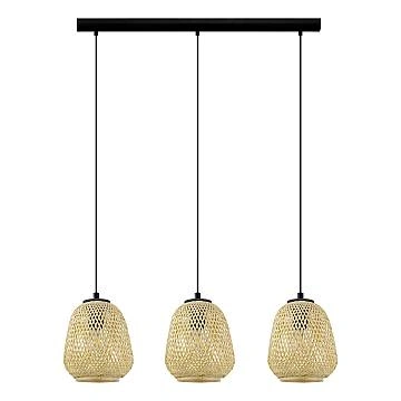Lampadario A Sospensione Vintage Dembleby Acciaio Nero Legno 3 Luci E27 Lampadario A Sospensione Vintage Dembleby Acciaio Nero Legno 3 Luci E27
