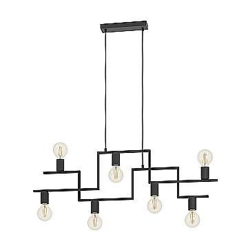 Lampadario A Sospensione Vintage Fembard Acciaio Nero 7 Luci E27