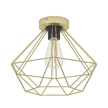 Plafoniera Vintage Tarbes Acciaio Ottone Spazzolato 1 Luce E27