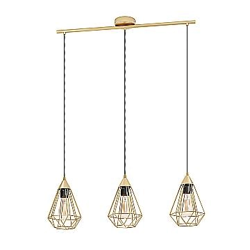 Lampadario Vintage Tarbes Acciaio Ottone Spazzolato 3 Luci E27