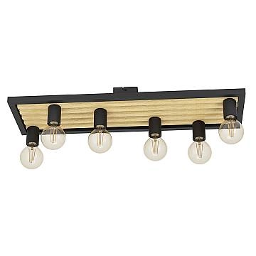 Plafoniera Vintage Consett Acciaio Nero 6 Luci E27