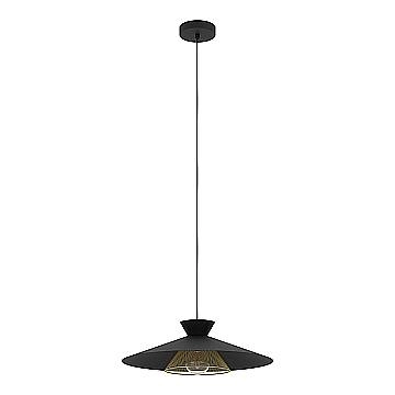 Lampadario A Sospensione Vintage Grizedale Acciaio Nero Ottone 1 Luce E27