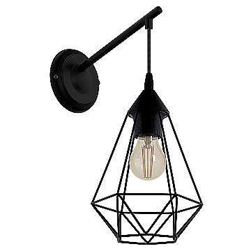 Applique Vintage Tarbes Acciaio Nero 1 Luce E27