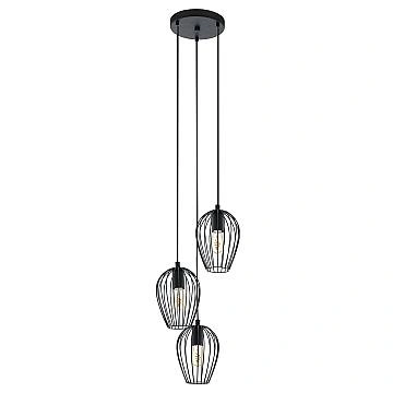 Lampadario A Sospensione Vintage Newtown Acciaio Nero 3 Luci E27 Lampadario A Sospensione Vintage Newtown Acciaio Nero 3 Luci E27