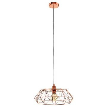 Sospensione Rustica-Country Cartlton 2 Acciaio Rame 1 Luce E27