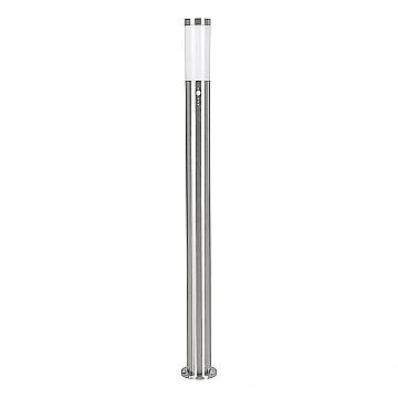 Paletto Esterno Helsinki Acciaio Argento Policarbonato Bianco 1 Luce E27 L110Cm