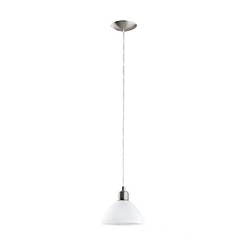 Lampadario A Sospensione Moderno Brenda Acciaio Nichel Vetro 1 Luce E27