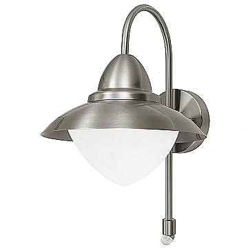 Applique Esterno Contemporanea Sidney Acciaio Argento Vetro Bianco 1 Luce E27