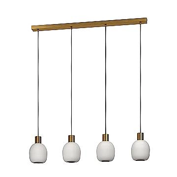 Lampadario Contemporaneo Manzanares Acciaio Ottone Vetro 4 Luci E27