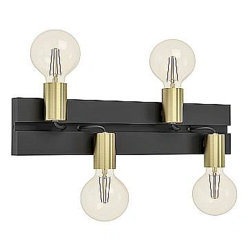Applique Minimal Macchione Acciaio Nero 4 Luci E27
