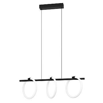 Lampadario A Sospensione Moderno Caranacoa Acciaio Nero 3 Luci Led 9W 3600Lm