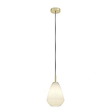 Sospensione Moderna Caprarola Acciaio Ottone Spazzolato Vetro 1 Luce E27