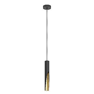 Lampadario A Sospensione Moderno Barbotto Acciaio Nero Oro 1 Luce Gu10 4,5W
