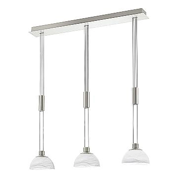 Lampadario Contemporaneo Montefio Acciaio Nichel Vetro 3 Luci Led 6,5W 2400Lm