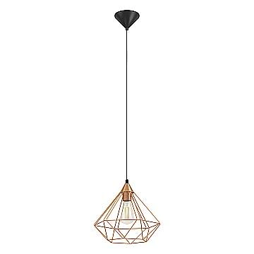 Sospensione Vintage Tarbes Grande Policarbonato Nero Rame 1 Luce E27