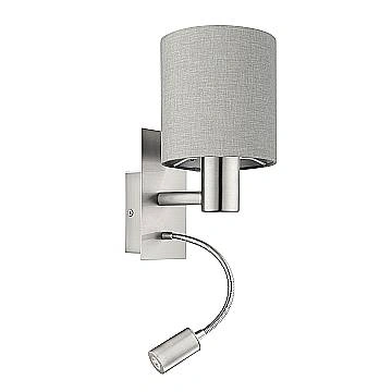 Applique Moderna Pasteri Acciaio Nichel Satinato Stoffa Tortora Luce E27 Ip20