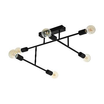 Plafoniera Moderna Belsiana Acciaio Nero 6 Luci E27