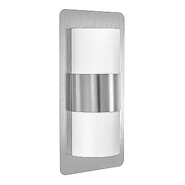 Applique Esterno Contemp Cistierna Acciaio Argento Policarbonato Bianco E27