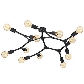 Plafoniera Moderna Bocadella 1 Acciaio Nero 12 Luci E27