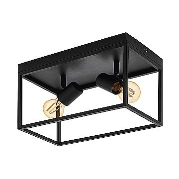 Plafoniera Moderna Silentina Acciaio Nero 2 Luci E27