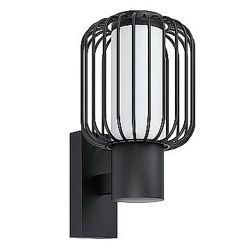 Applique Esterno Contemporanea Ravello Metallo Nero Policarbonato Bianco E27