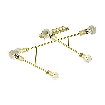 Plafoniera Moderna Belsiana 1 Acciaio Ottone Spazzolato 6 Luci E27
