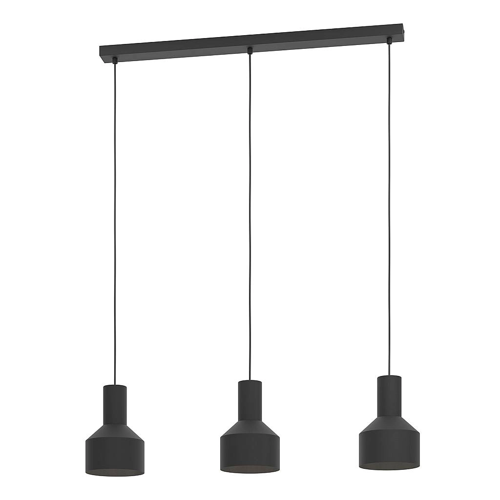 Lampadario Moderno Casibare 3 Luci Acciaio Nero
