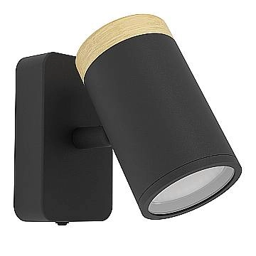 Faretti E Spot Moderno Consuma Metallo Nero Legno Marrone 1 Luce Gu10 Ip44