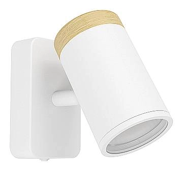 Faretti E Spot Moderno Consuma Metallo Bianco Legno Marrone 1 Luce Gu10 Ip44