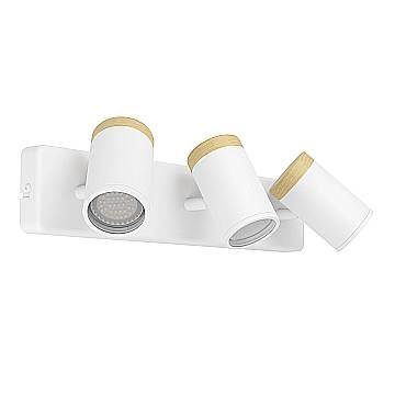 Faretti E Spot Moderno Consuma Metallo Bianco Legno Marrone 3 Luci Gu10 Ip44