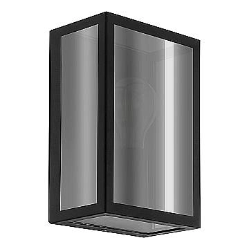 Applique Esterno Alamonte Smoke Acciaio Nero Vetro Trasparente 1 Luce E27 Ip44