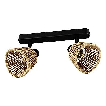 Faretti E Spot Rustico Country Keelby Acciaio Nero Effetto Legno 2 Luci E14 Ip20