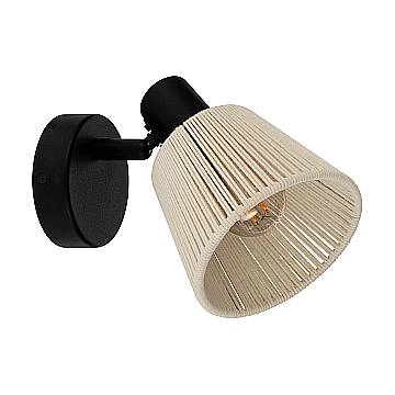 Faretti E Spot Rustico Country Seagard Acciaio Nero Tessuto Bianco 1 Luce E14