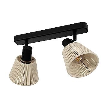 Faretti E Spot Rustico Country Seagard Acciaio Nero Tessuto Bianco 2 Luci E14