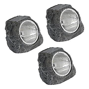 Set 3 Lampade Solari Esterno Stazzone Plastica Grigia 4 Luci Led 0,6W Ip44