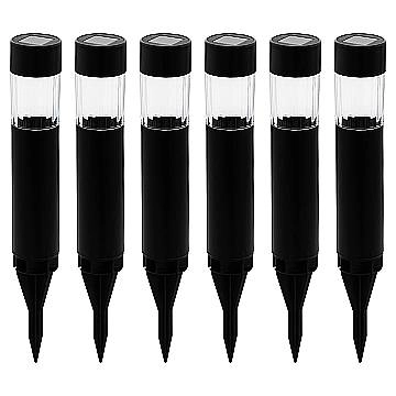 Set 6 Pali Solari Da Esterno Rosalba Alluminio Nero 6 Luci Led 0,06W Ip44