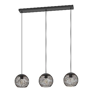 Lampadario Contemporaneo Almanzora Lineare Acciaio Nero 3 Luci E27 Ip20 Lampadario Contemporaneo Almanzora Lineare Acciaio Nero 3 Luci E27 Ip20