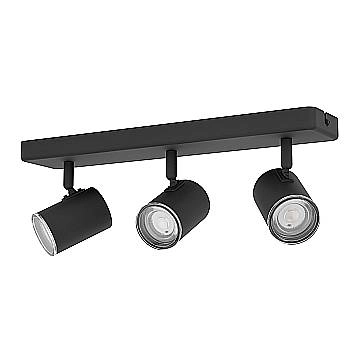 Spot Lineare Moderno Consuma 1 Acciaio Nero 3 Luci Gu10 Ip44
