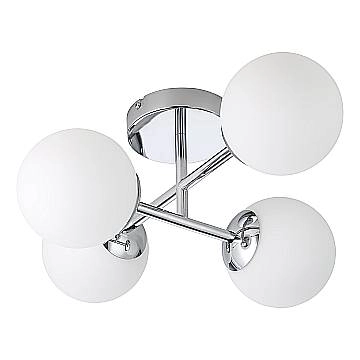 Plafoniera Contemporanea Castrovido Acciaio Cromo Bianco 4 Luci G9 4,2 Ip44