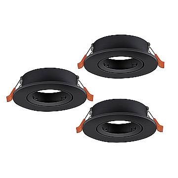 Faretto Incasso Moderno Barranco Gu10 Plastiche Nere 3 Luci Gu10 Ip20