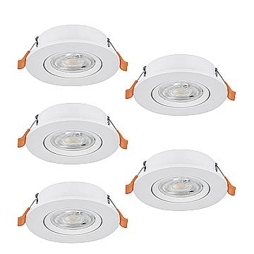 Faretto Incasso Moderno Barranco Plastiche Bianche 5 Luci Led 4,5W 5X450Lm Ip20