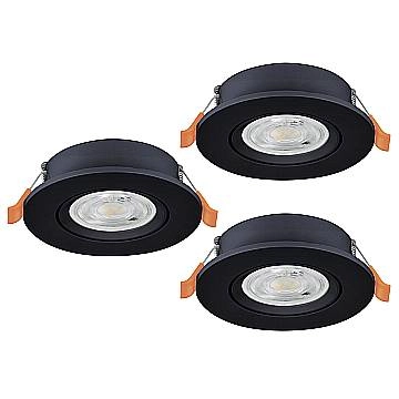 Faretto Incasso Moderno Barranco Plastiche Nere 3 Luci Led 4,5W 3X450Lm Ip20