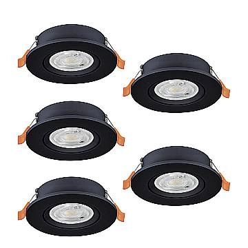 Faretto Incasso Moderno Barranco Plastiche Nere 5 Luci Led 4,5W 5X450Lm Ip20