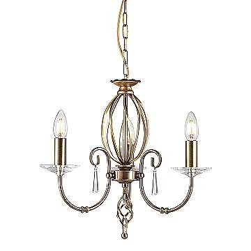 Lampadario Classico Aegean Acciaio Ottone Anticato 3 Luci E14
