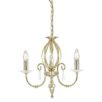 Lampadario Classico Aegean Acciaio Ottone Lucido 3 Luci E14
